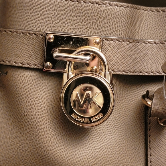 Michael Kors Hamilton  East West Satchel Leather Shoudler Bag Brown Luggage - Picture 8 of 16